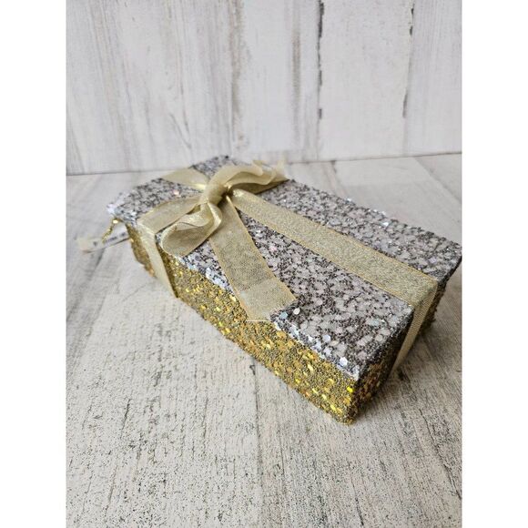 Large silver gold sparkle present Xmas decor Styrofoam - Picture 1 of 9